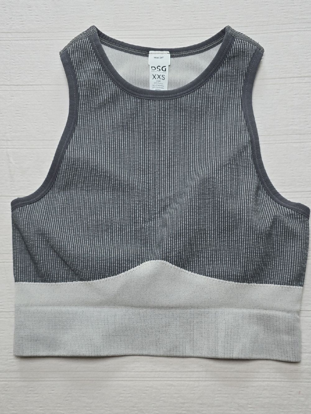 DSG Ribbed Two-Tone Racerback Sports Bra Womens Size XXS
